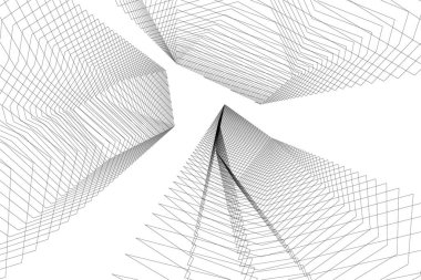 Mimari sanat konseptinde soyut çizgiler, minimum geometrik şekiller. 