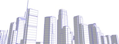 Arkaplanda mimari bina 3d illüstrasyon