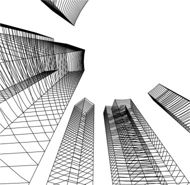 Mimari sanat konseptinde soyut çizgiler, minimum geometrik şekiller. 