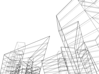 Mimari sanat konseptinde soyut çizgiler, minimum geometrik şekiller. 