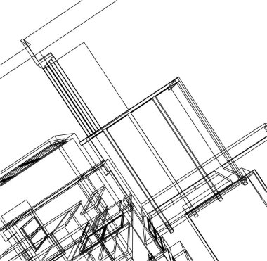 Mimari sanat konseptinde soyut çizgiler, minimum geometrik şekiller. 