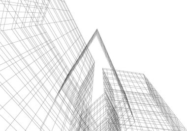 Mimari sanat konseptinde soyut çizgiler, minimum geometrik şekiller. 