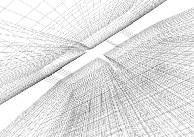 Mimari sanat konseptinde soyut çizgiler, minimum geometrik şekiller.