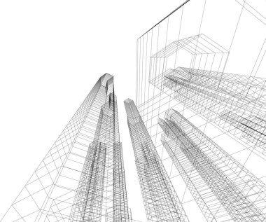 Mimari sanat konseptinde soyut çizgiler, minimum geometrik şekiller. 