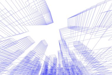 Mimari sanat konseptinde soyut çizgiler, minimum geometrik şekiller. 