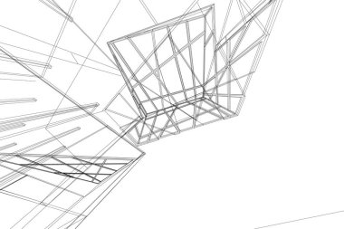 Mimari sanat konseptinde soyut çizgiler, minimum geometrik şekiller. 