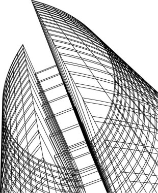 Mimari sanat konseptinde soyut çizgiler, minimum geometrik şekiller. 