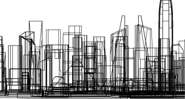Mimari sanat konseptinde soyut çizgiler, minimum geometrik şekiller.