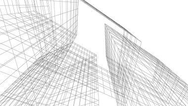 Mimari sanat konseptinde soyut çizgiler, minimum geometrik şekiller.