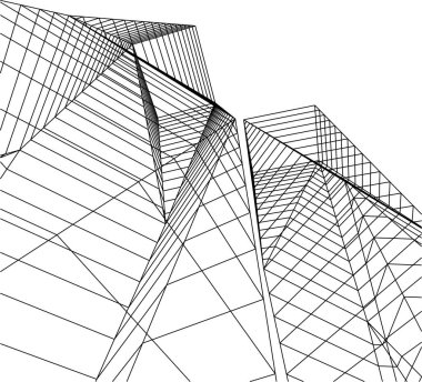 Mimari sanat konseptinde soyut çizgiler, minimum geometrik şekiller. 