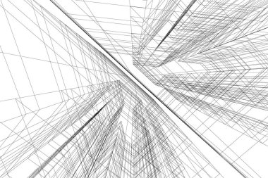 Arkaplanda mimari bina 3d illüstrasyon