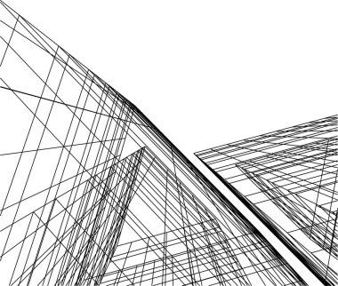 Mimari sanat konseptinde soyut çizgiler, minimum geometrik şekiller. 