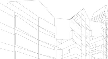 Mimari sanat konseptinde soyut çizgiler, minimum geometrik şekiller. 