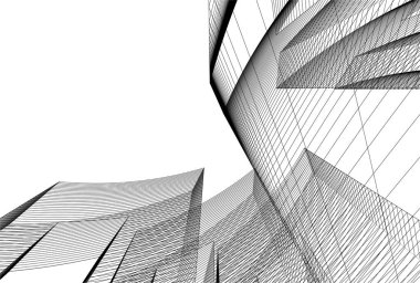 Mimari sanat konseptinde soyut çizgiler, minimum geometrik şekiller.