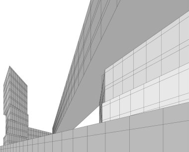 Mimari sanat konseptinde soyut çizgiler, minimum geometrik şekiller. 