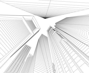 Mimari sanat konseptinde soyut çizgiler, minimum geometrik şekiller. 