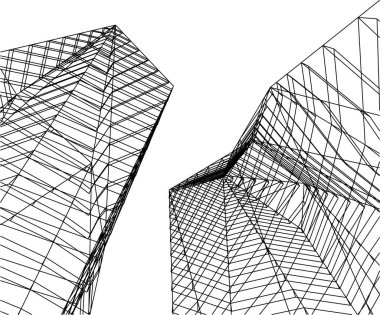 Mimari sanat konseptinde soyut çizgiler, minimum geometrik şekiller. 