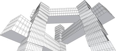 Mimari sanat konseptinde soyut çizgiler, minimum geometrik şekiller.