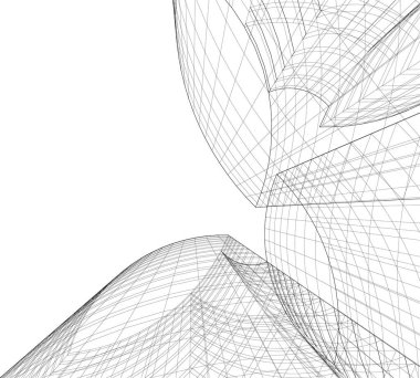 Mimari sanat konseptinde soyut çizgiler, minimum geometrik şekiller. 