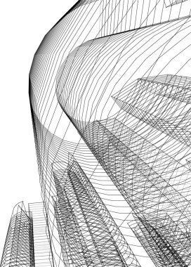 Arkaplanda mimari bina 3d illüstrasyon