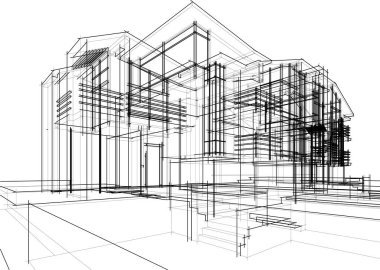Mimari sanat konseptinde soyut çizgiler, minimum geometrik şekiller.