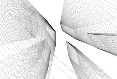 Mimari sanat konseptinde soyut çizgiler, minimum geometrik şekiller.