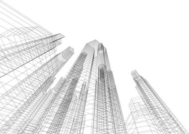 Mimari sanat konseptinde soyut çizgiler, minimum geometrik şekiller. 