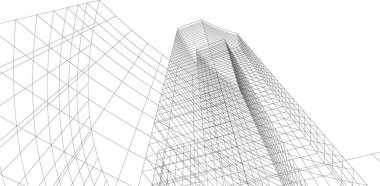 Mimari sanat konseptinde soyut çizgiler, minimum geometrik şekiller. 