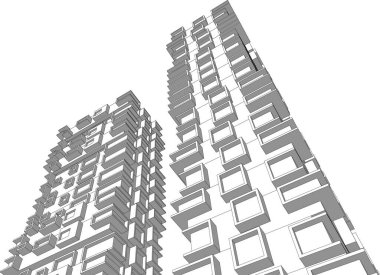 Arkaplanda mimari bina 3d illüstrasyon