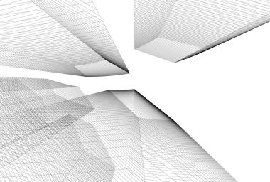 Mimari sanat konseptinde soyut çizgiler, minimum geometrik şekiller.