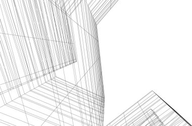 Mimari sanat konseptinde soyut çizgiler, minimum geometrik şekiller. 