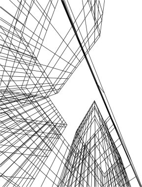Mimari sanat konseptinde soyut çizgiler, minimum geometrik şekiller. 