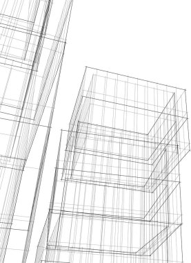 Mimari sanat konseptinde soyut çizgiler, minimum geometrik şekiller. 