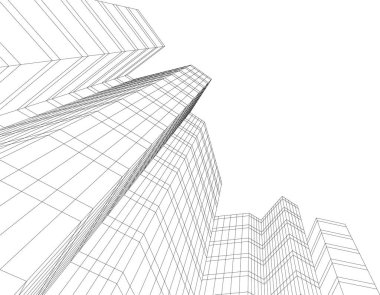 Mimari sanat konseptinde soyut çizgiler, minimum geometrik şekiller. 