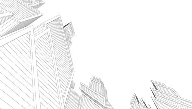 Mimari sanat konseptinde soyut çizgiler, minimum geometrik şekiller. 