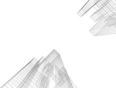 Mimari sanat konseptinde soyut çizgiler, minimum geometrik şekiller. 