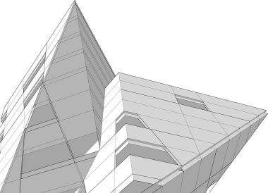 Mimari sanat konseptinde soyut çizgiler, minimum geometrik şekiller. 