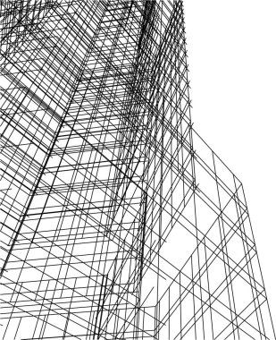 Mimari sanat konseptinde soyut çizgiler, minimum geometrik şekiller.