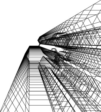 Mimari sanat konseptinde soyut çizgiler, minimum geometrik şekiller. 