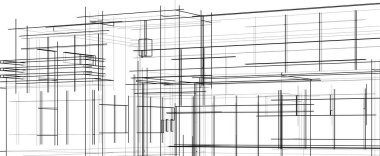 Mimari sanat konseptinde soyut çizgiler, minimum geometrik şekiller. 