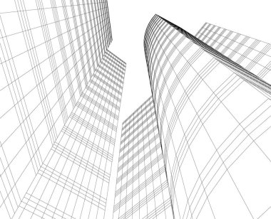 Arkaplanda mimari bina 3d illüstrasyon