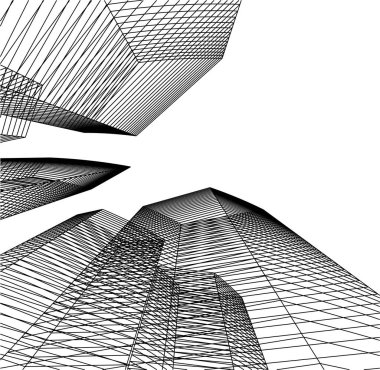 Mimari sanat konseptinde soyut çizgiler, minimum geometrik şekiller. 