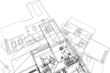 Mimari sanat konseptinde soyut çizgiler, minimum geometrik şekiller.
