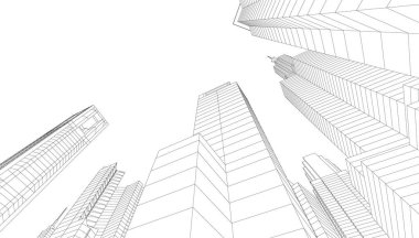 Mimari sanat konseptinde soyut çizgiler, minimum geometrik şekiller.