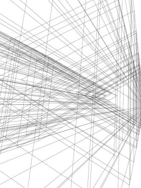 Mimari sanat konseptinde soyut çizgiler, minimum geometrik şekiller. 