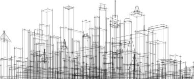 Mimari sanat konseptinde soyut çizgiler, minimum geometrik şekiller. 