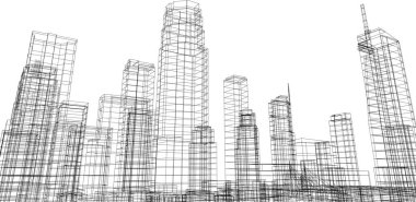 Mimari sanat konseptinde soyut çizgiler, minimum geometrik şekiller.