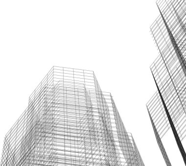 Arkaplanda mimari bina 3d illüstrasyon