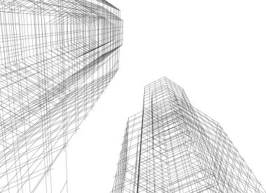 Mimari sanat konseptinde soyut çizgiler, minimum geometrik şekiller. 