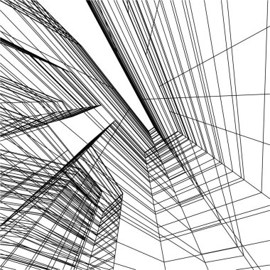 Mimari sanat konseptinde soyut çizgiler, minimum geometrik şekiller. 